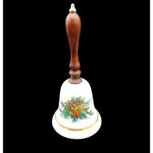 Bell 1985 Avon Porcelain Wooden Handle Fruit Design Vintage 6.5 Inch Christmas